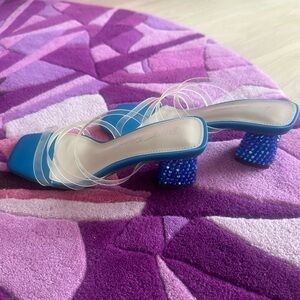 NEVER BEEN WORN Betsey Johnson blue rhinestone heels size 7